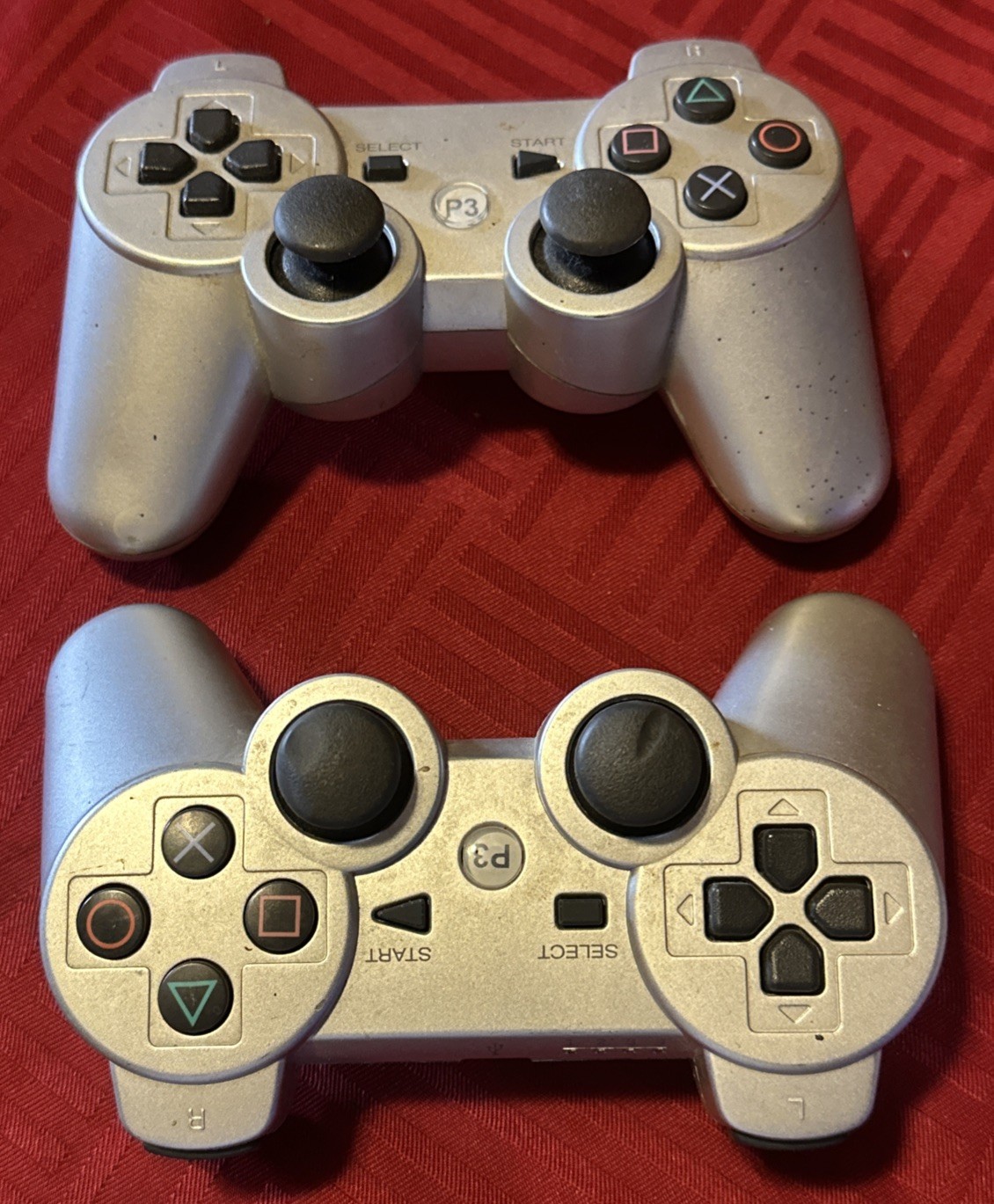 Lot Of (2) 3rd Party Ps3 Controller Silver/Grey Tested Working