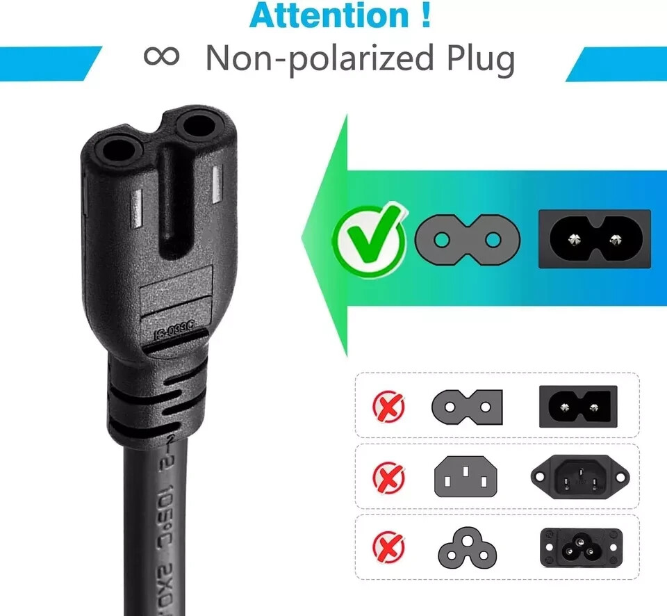 5ft AC Power Cord Cable Sony PlayStation 4 PS4 PS2 PS3 Slim 2-Prong Port New