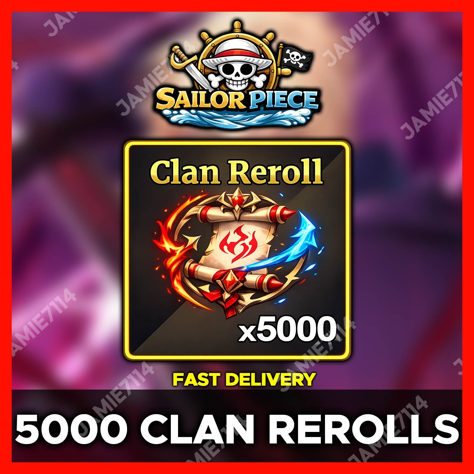 ✅5000 CLAN REROLLS ⚔️ SAILOR PIECE‼️FAST & EASY DELIVERY‼️