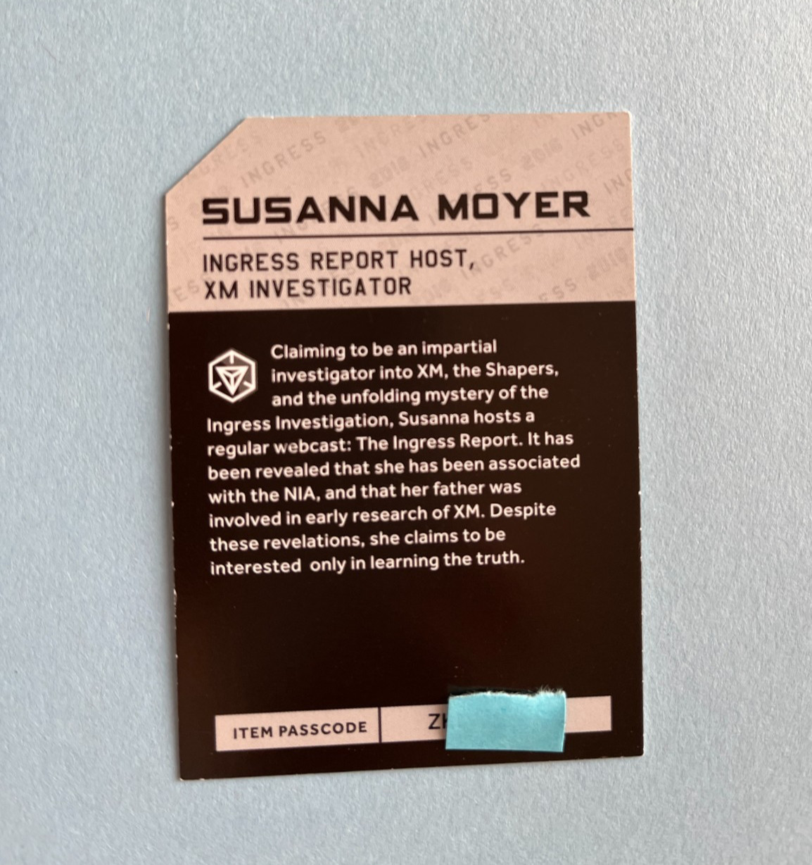 Ingress Susanna Moyer Promo – 2016 Niantic Lore XM Investigator – Unused Code*