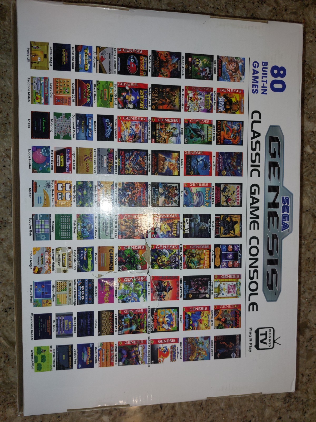 Sega Genesis Classic Game Consol 80 Games Built In W/ 1 Controllers Plug N Play