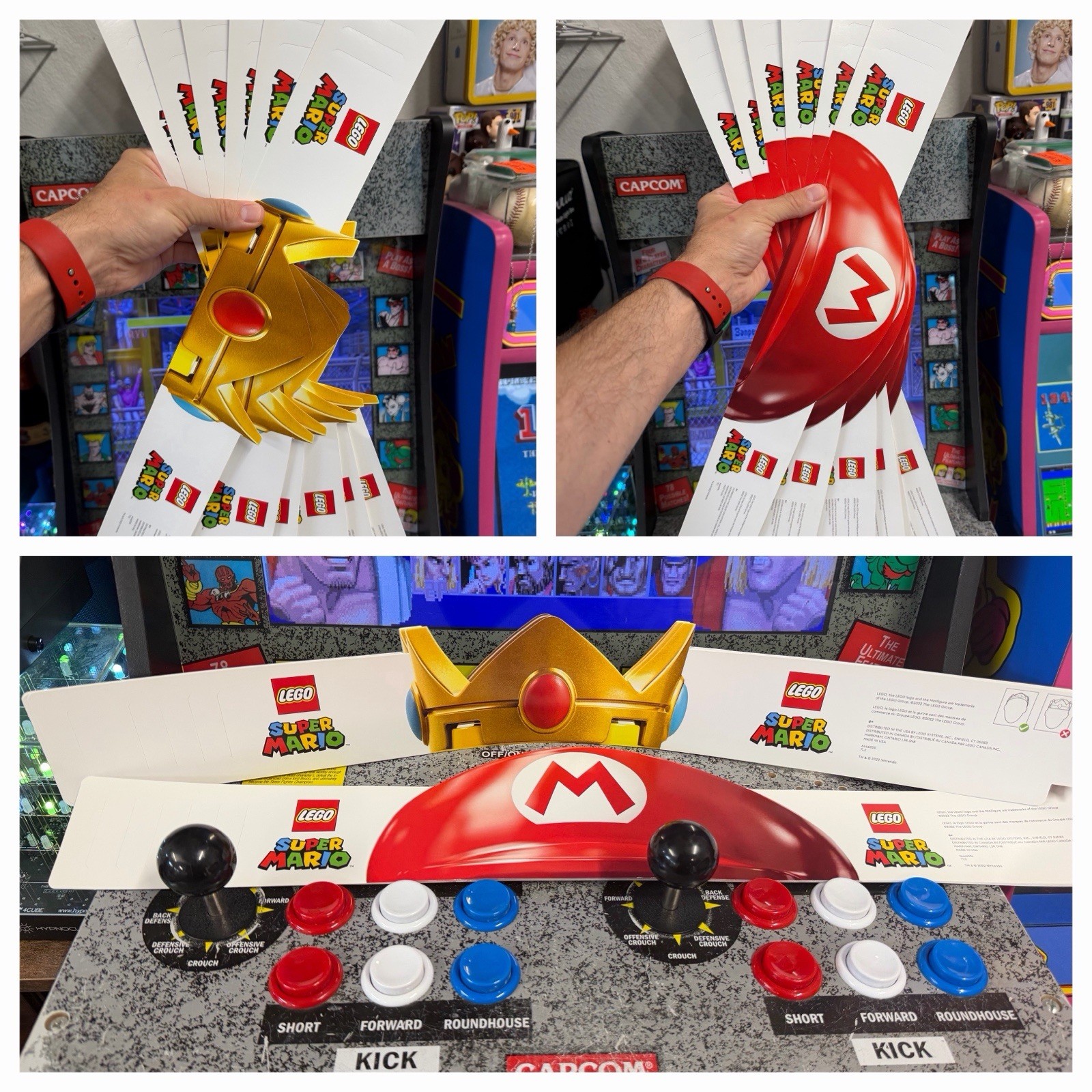 Lot of 12: 2022 Super Mario Bros. Lego Promo Mario Hat x6 + Princess Crown x6
