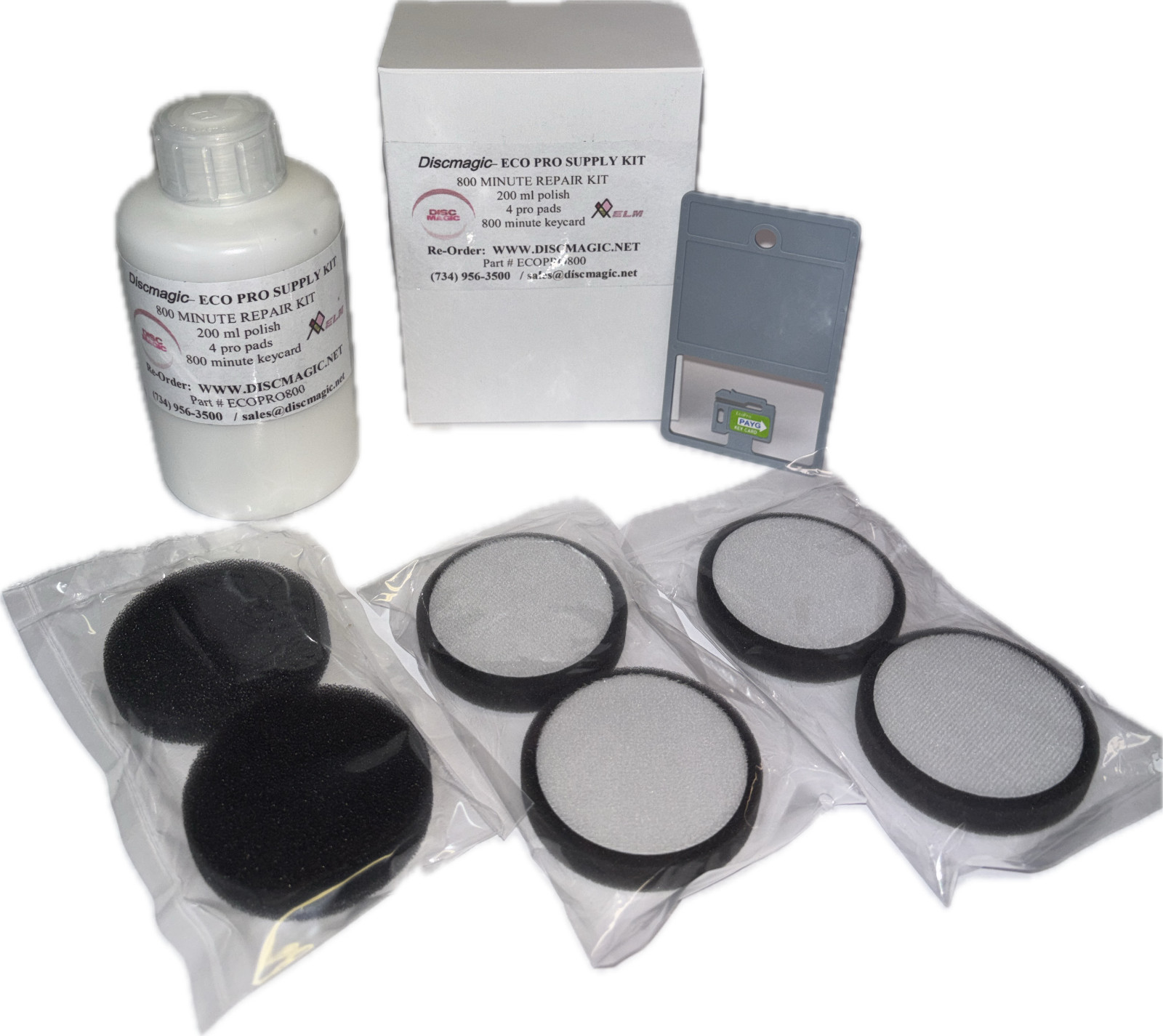 ECO PRO 2 800 Minute Supply Kit, Polish, White Pads and One Set of Mirror Pads