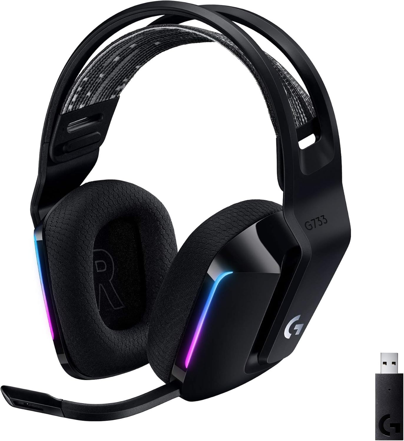 Logitech G733 Lightspeed Gaming Headset Black Wireless Over Ear Sound Isolation