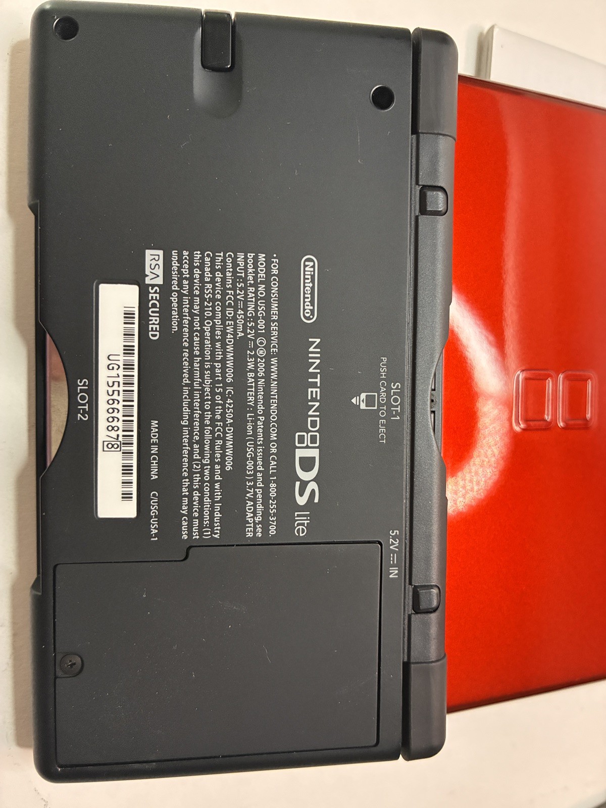 Nintendo DS Lite Crimson Red & Black Handheld Console USG-001