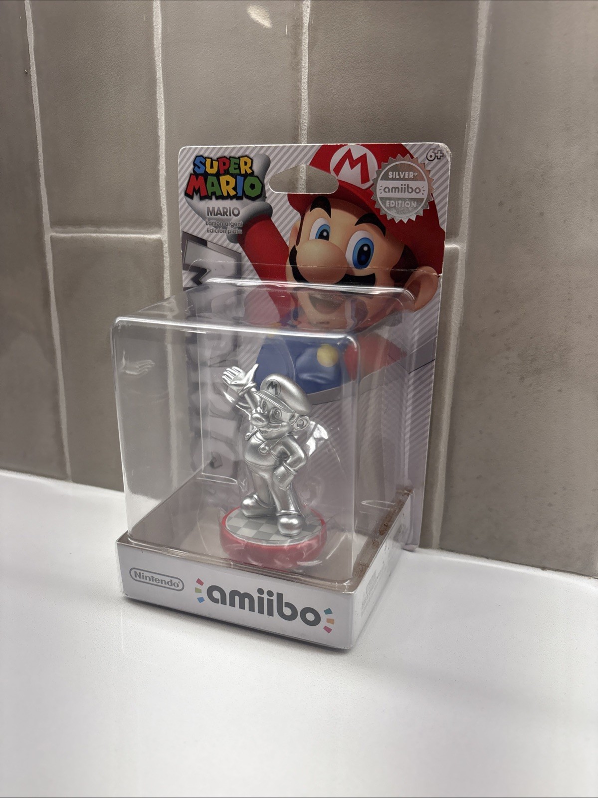 RARE Nintendo Super Mario Series Mario Silver Edition Amiibo Figure Wii U Switch