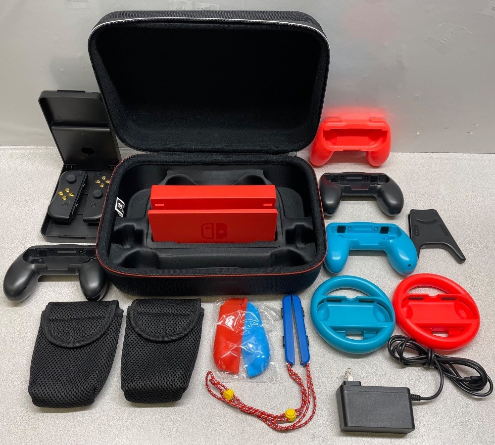 Nintendo Switch Red Edition Handheld Video Game 32GB w/Extras HAC-001