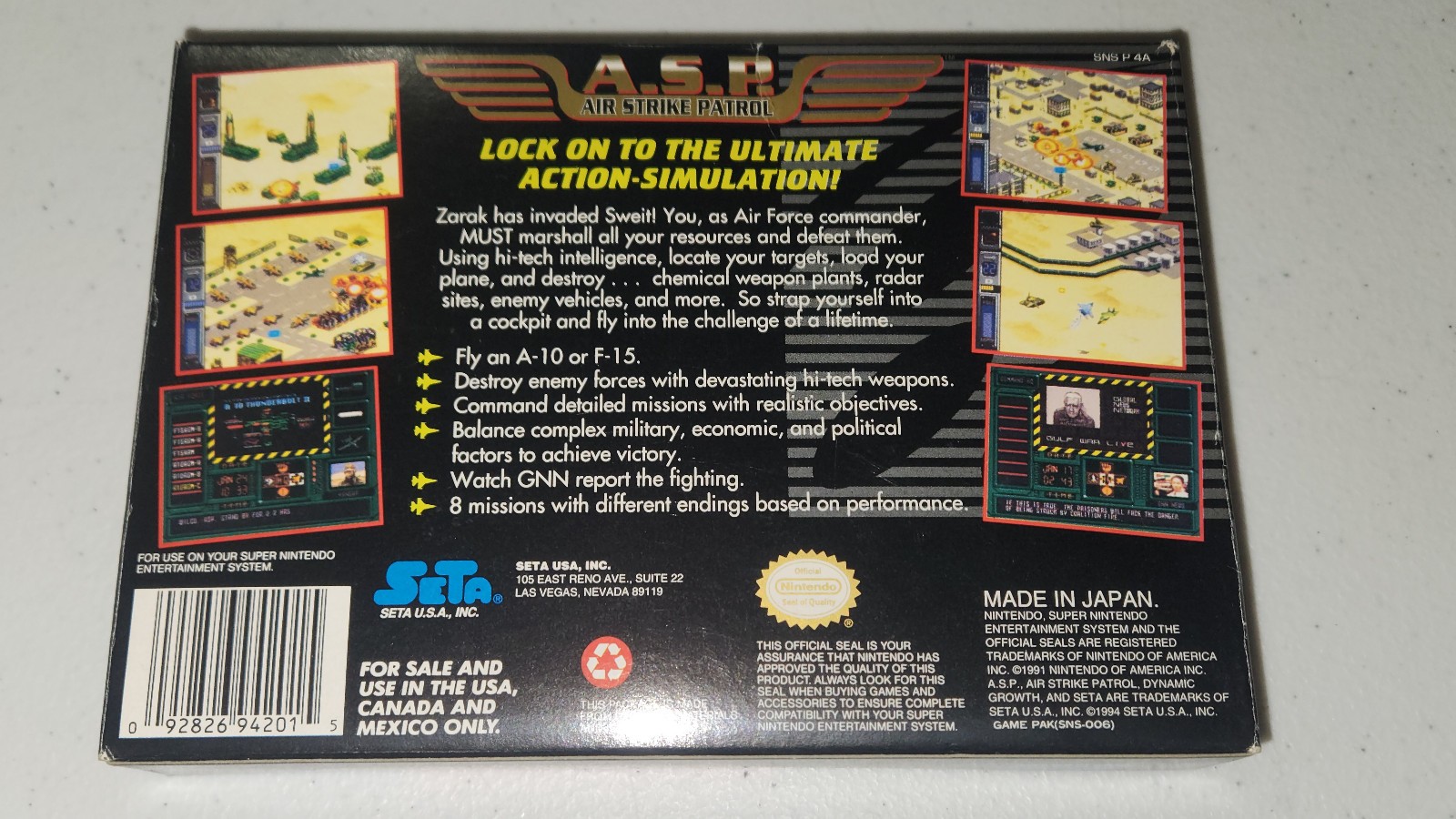 A.S.P. Air Strike Patrol (SNES) Super Nintendo CIB