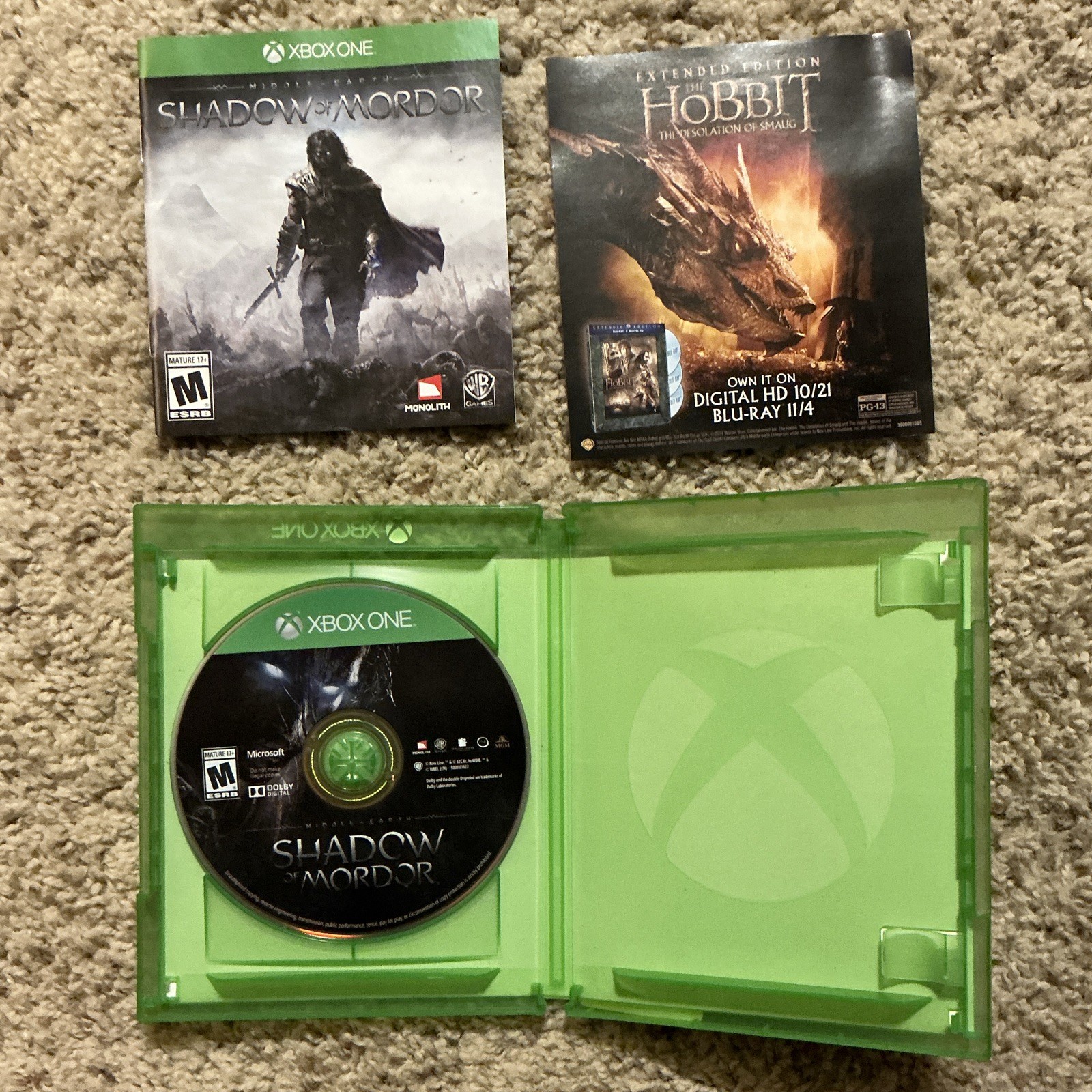 Warner Bros. Middle-earth Shadow of Mordor Xbox One M NTSC-U/C 2014 w/ Case