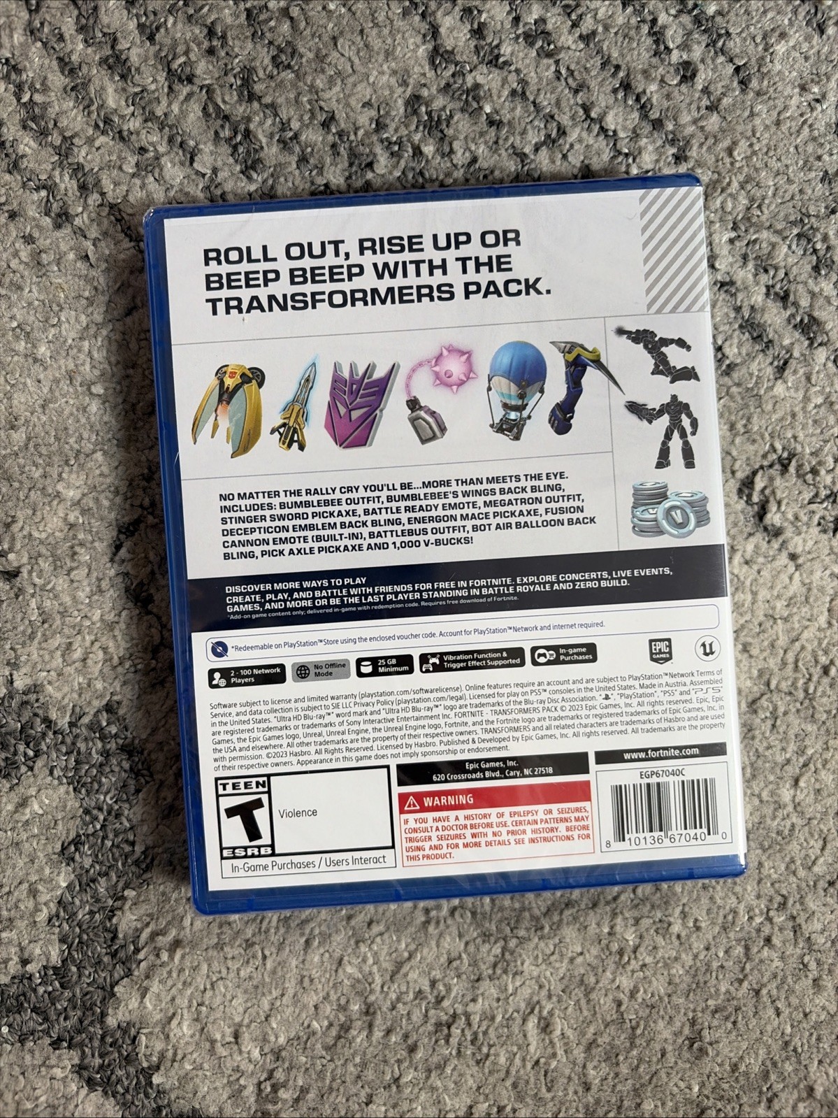 Fortnite Transformers Pack w/1,000 V-Bucks – PlayStation 5 PS5/PS4 NEW