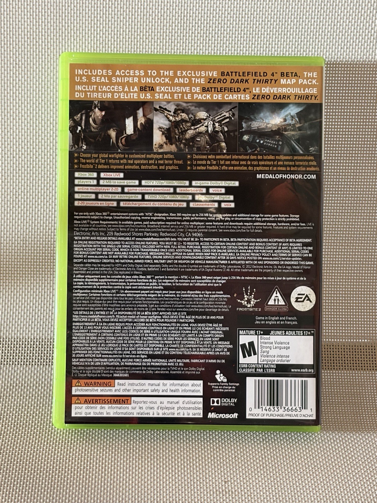Medal of Honor Limited Edition Warfighter, Microsoft Xbox 360, 2012