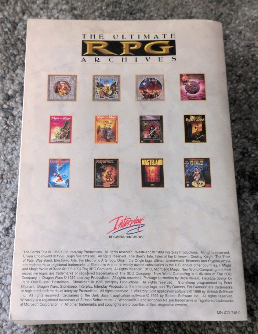 Ultimate RPG Archives PC CD-ROMs, Instruction Manual & Maps Interplay 12 Games