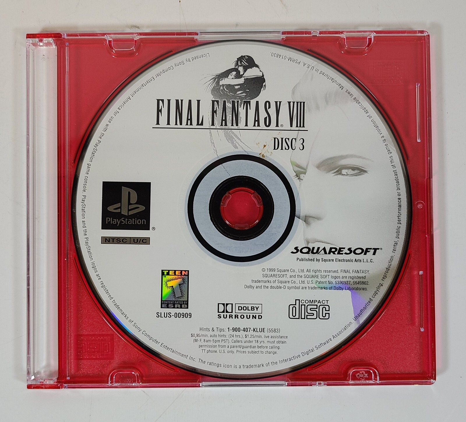 Final Fantasy VIII 8 Sony Playstation 1 PS1 Video Game DISC ONLY DISCS 1 2 3 4