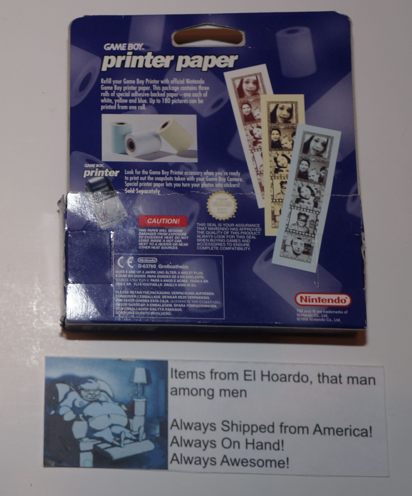 Game Boy Printer Paper 3 Rolls White Yellow Blue New In Open Box Vintage