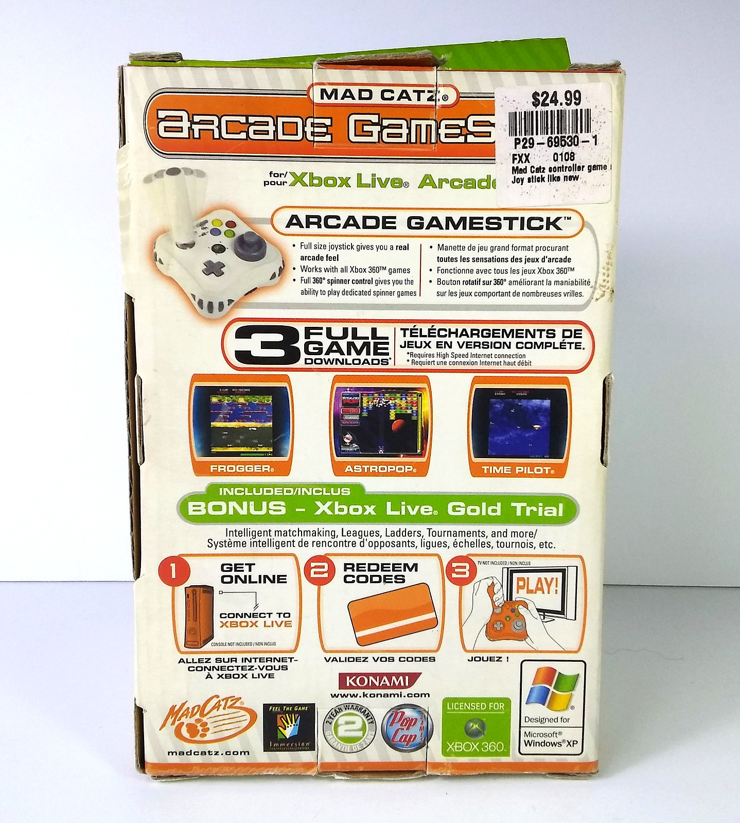 Mad Catz Arcade GameStick for Xbox 360 USB White 4758 New in box * READ