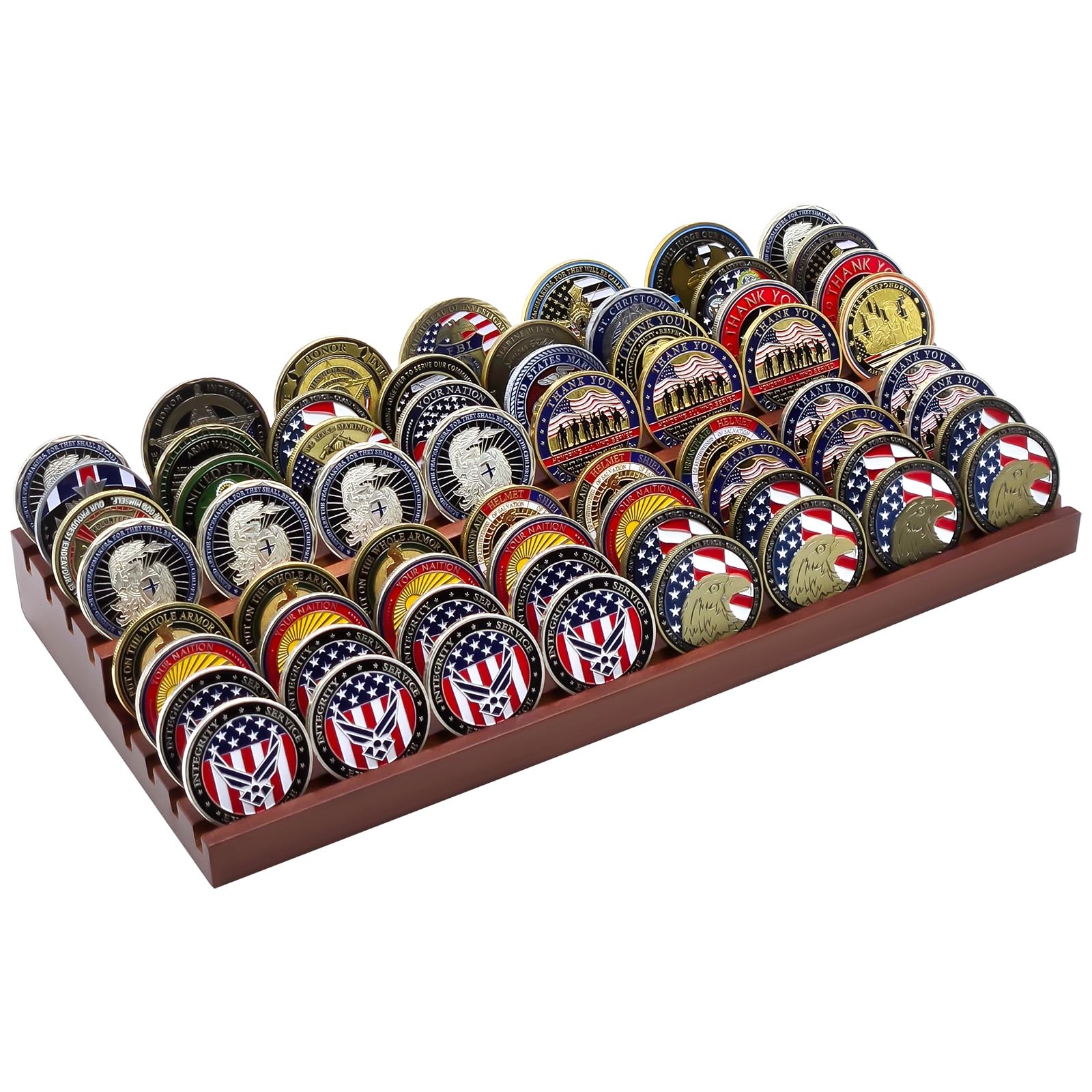 8 Rows Military Challenge Coin Stand Holders Display Case Holds 50-64 Coins