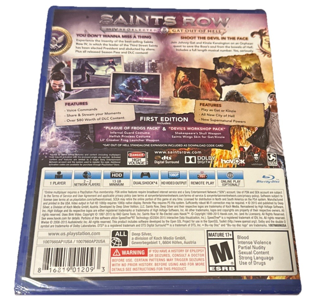 Saints Row IV: Re-Elected + Gat out of Hell PS4 Brand New Factory Sealed