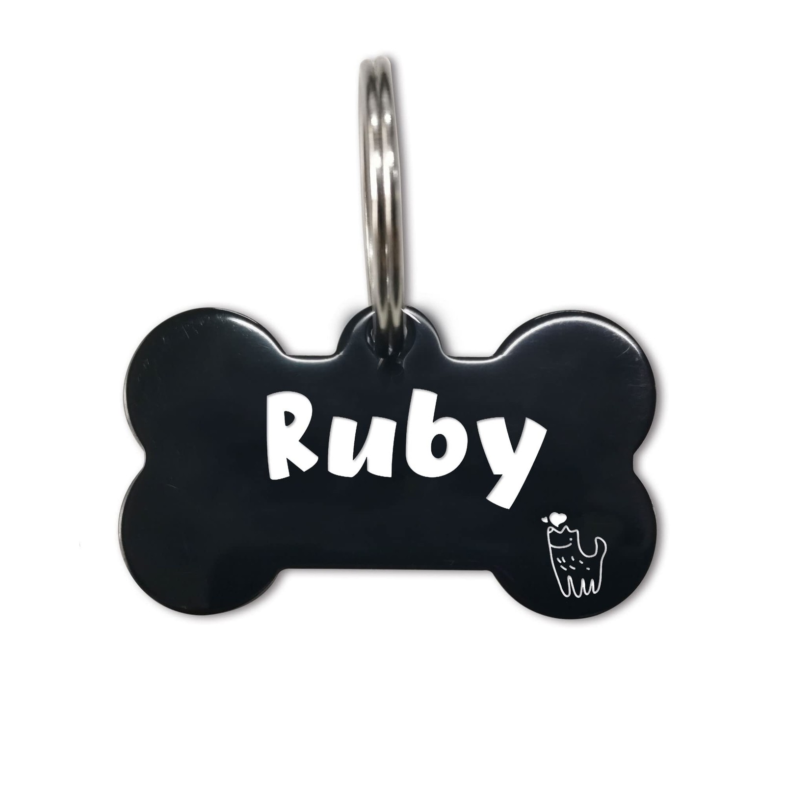 Dog Tags for Pets Puppy Personalized Hollow Tag Dogs Cats S, Black Bone