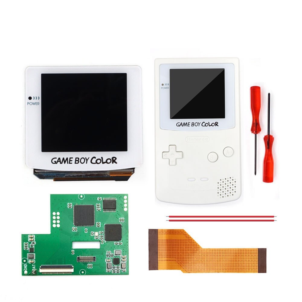 GBC AMOLED OLED Touch Screen Rechargeable Battery Li-ion White Kit For GameBoy