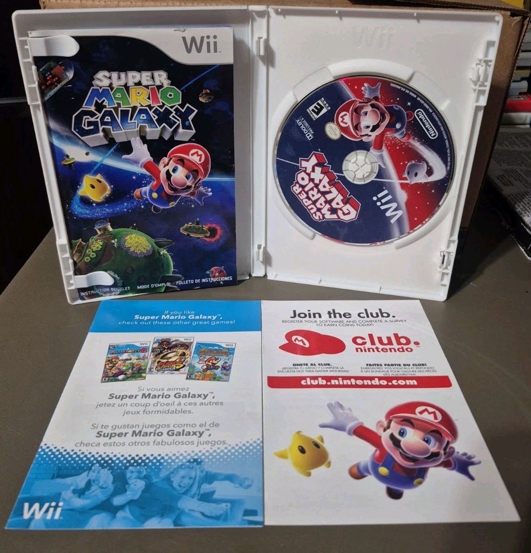 Super Mario Galaxy (Nintendo Wii, 2007) Complete CIB With Manuel And Inserts
