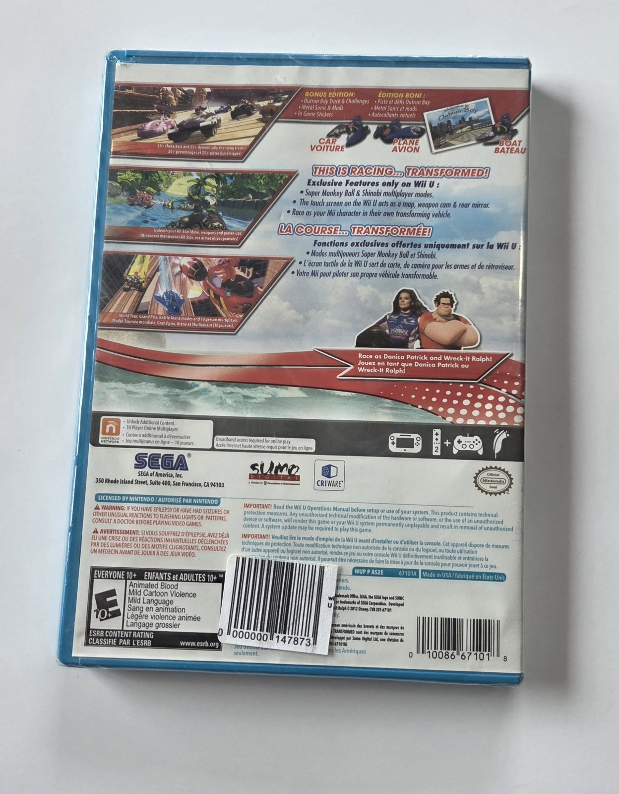 SEGA Sonic & All-Stars Racing Transformed Bonus Edition Wii U NTSC-U/C