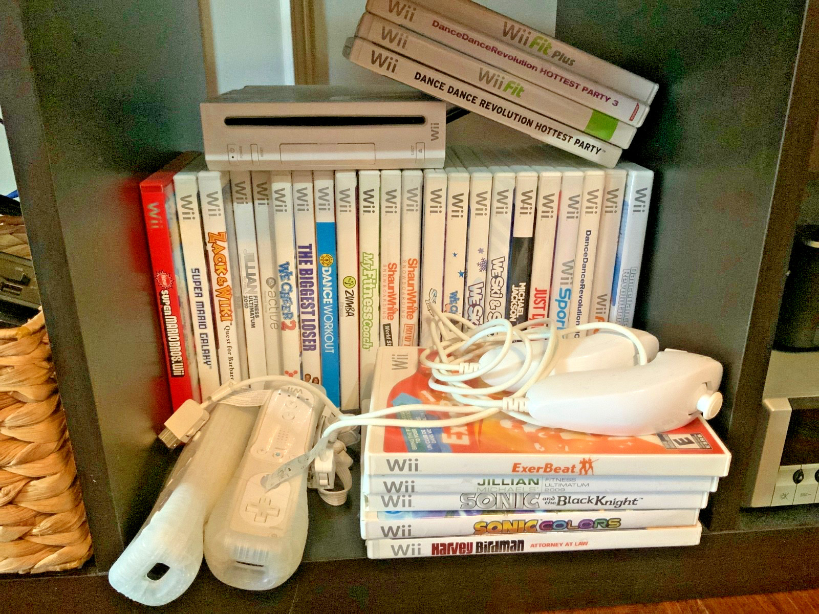 Wii Bundle – 30+ Games, Controllers, Chucks, Dance Pad, Balance Pad, Skateboard