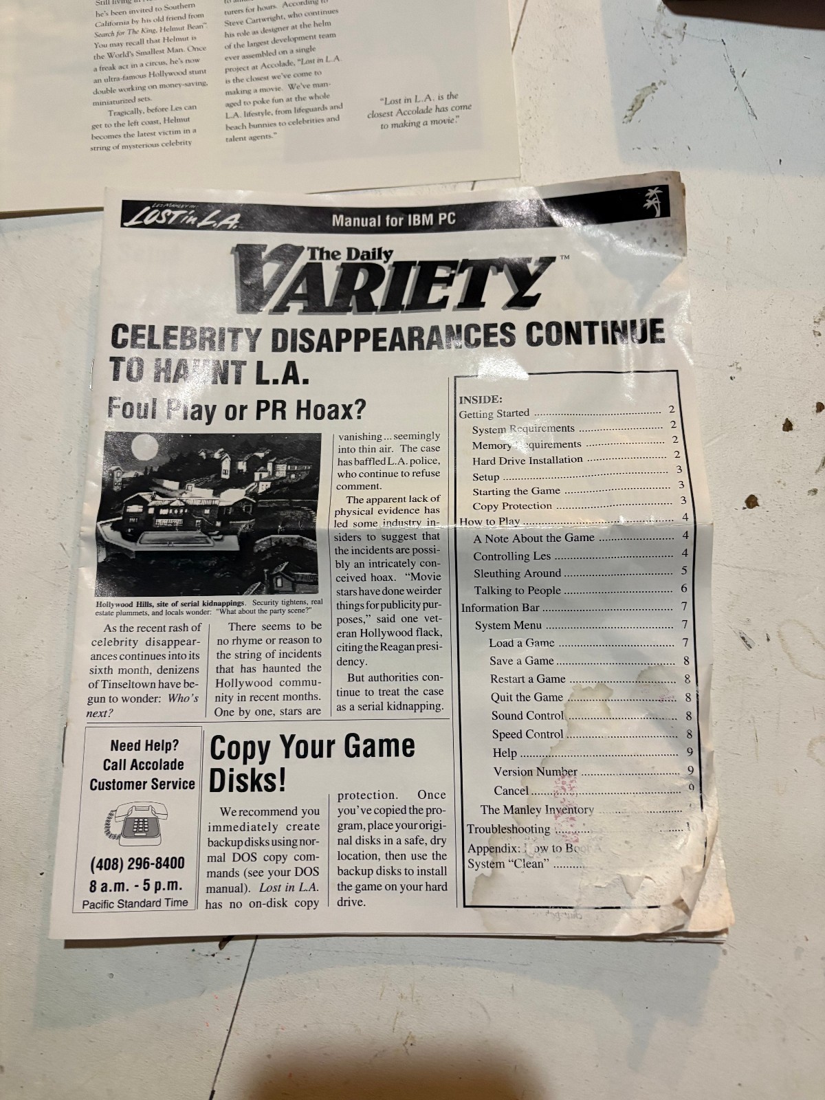 IBM PC Les Manley in: Lost in L.A. 3.5″ Game Big Box Accolade LA