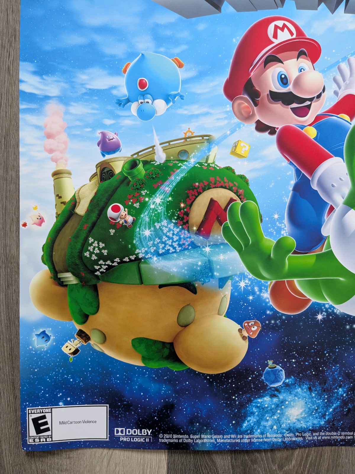 Authentic Super Mario Galaxy 2 Nintendo Wii Video Game Promo Poster 22 x 28 RARE