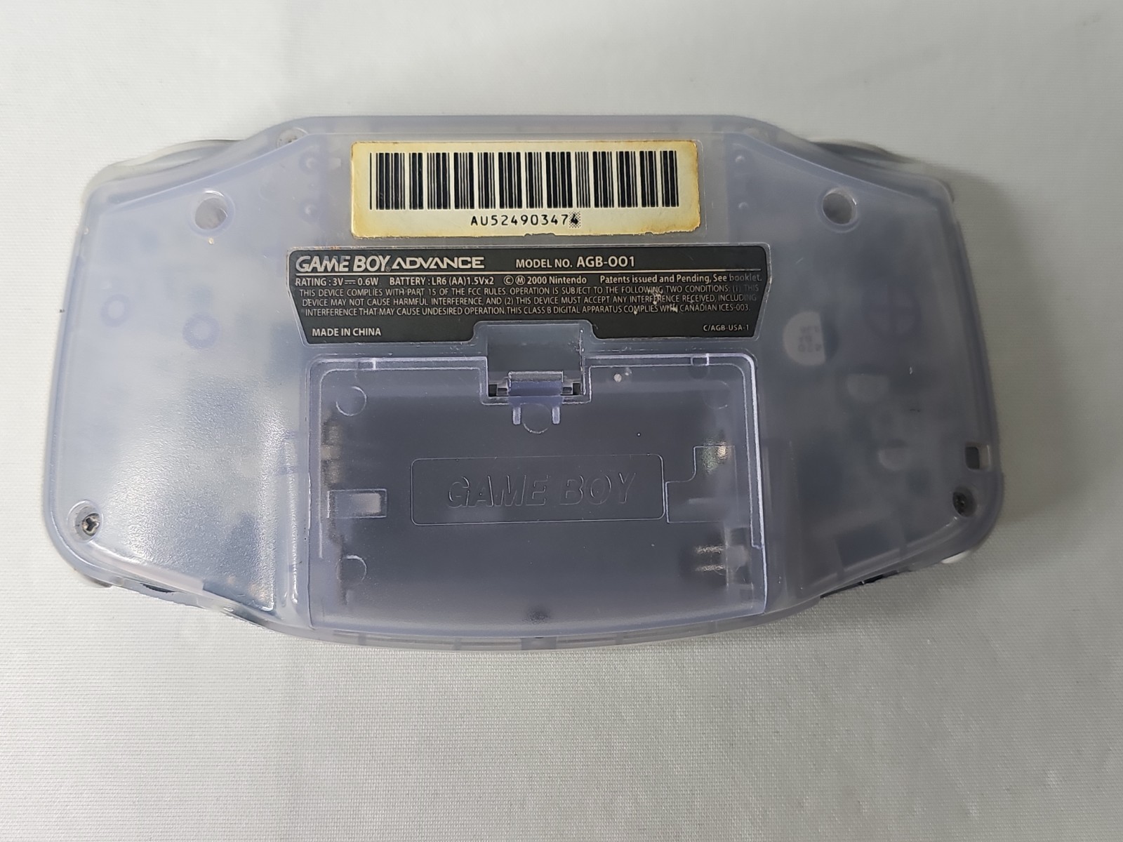 Nintendo Game Boy Advance Handheld Gaming Console Clear Glacier Gray | AGB-001