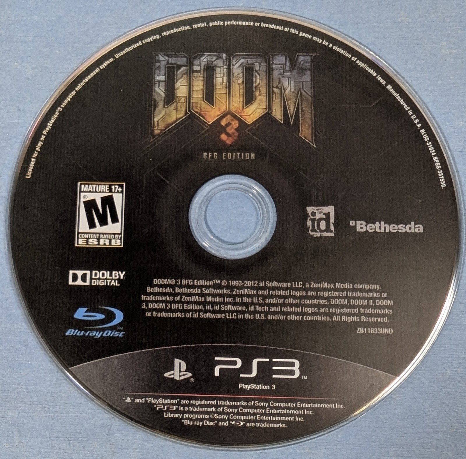 Doom 3 BFG Edition Sony PlayStation 3 PS3 Tested and Working no manual