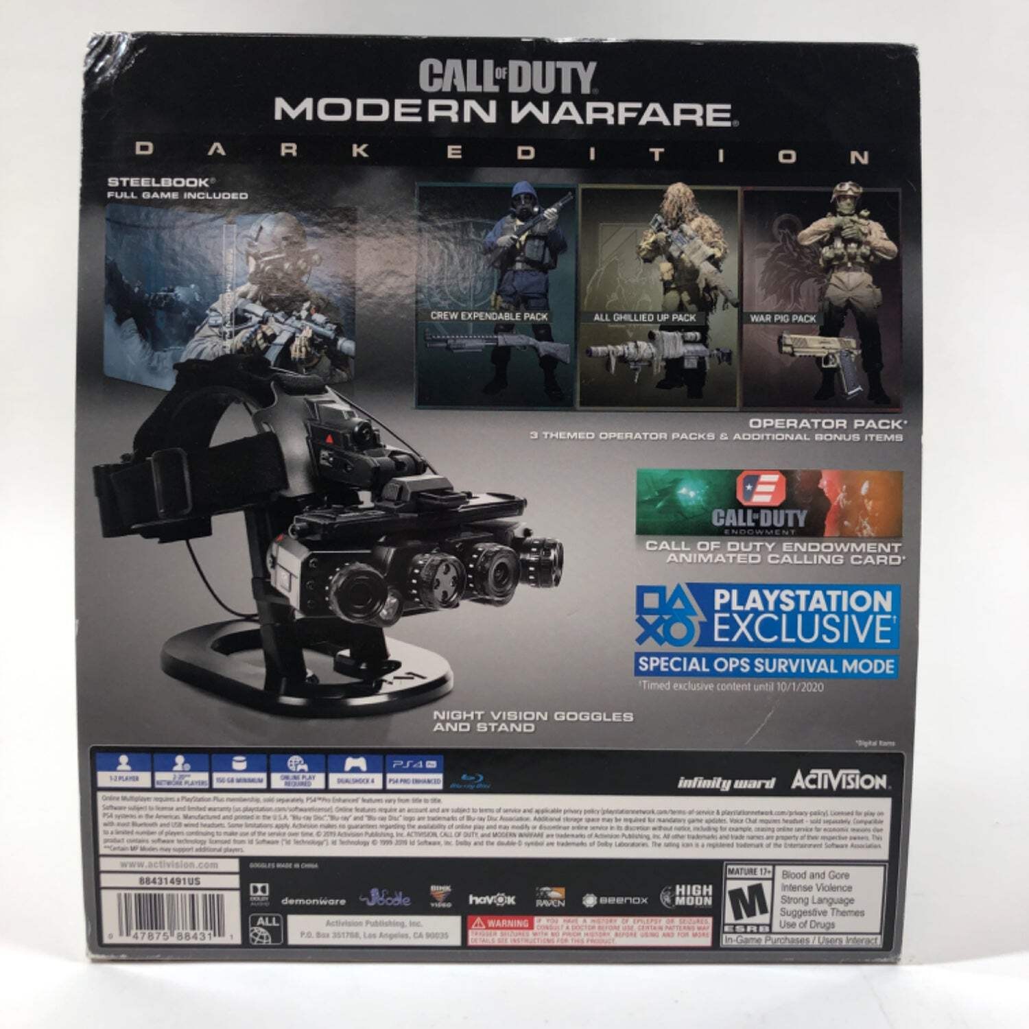 Call of Duty: Modern Warfare [Dark Edition] (Sony PlayStation 4, 2019) No Game