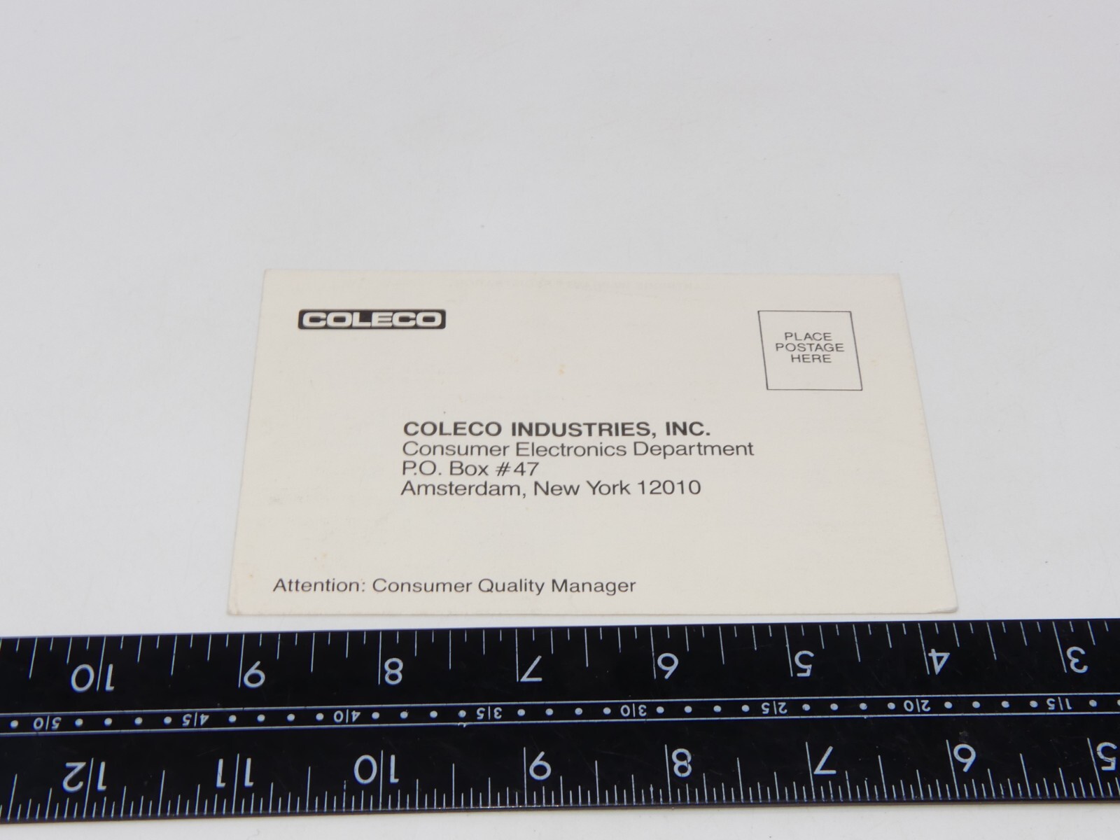 Coleco Cartridge Warranty Registration Card No Game