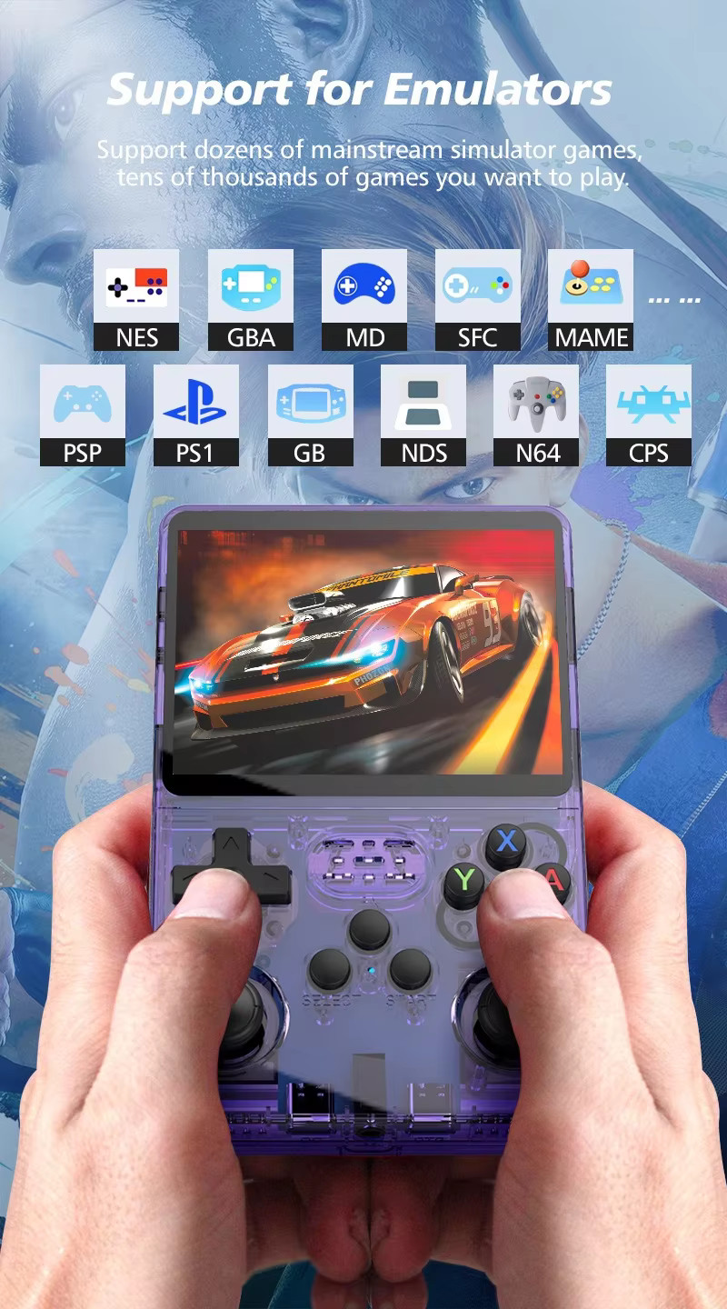 Orange R36S Retro Handheld Video Game Console Linux System 3.5 Inch IPS Screen