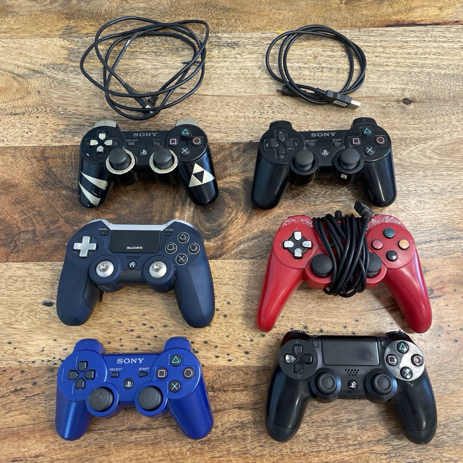 Lot Of 6 PlayStation Controllers Various Models/Colors Untested Selling As Is!