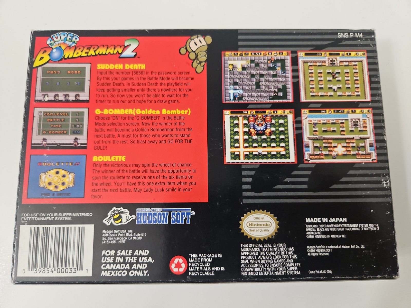 Super Bomberman 2 Box And Manual Only Super Nintendo SNES 1st Print