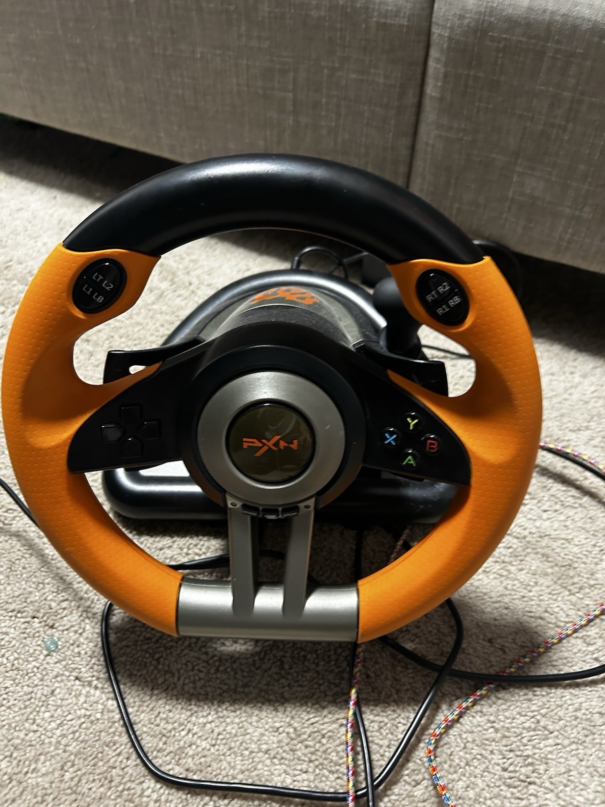 PXN Wired Racing Wheel Orange Black with Pedals and mount