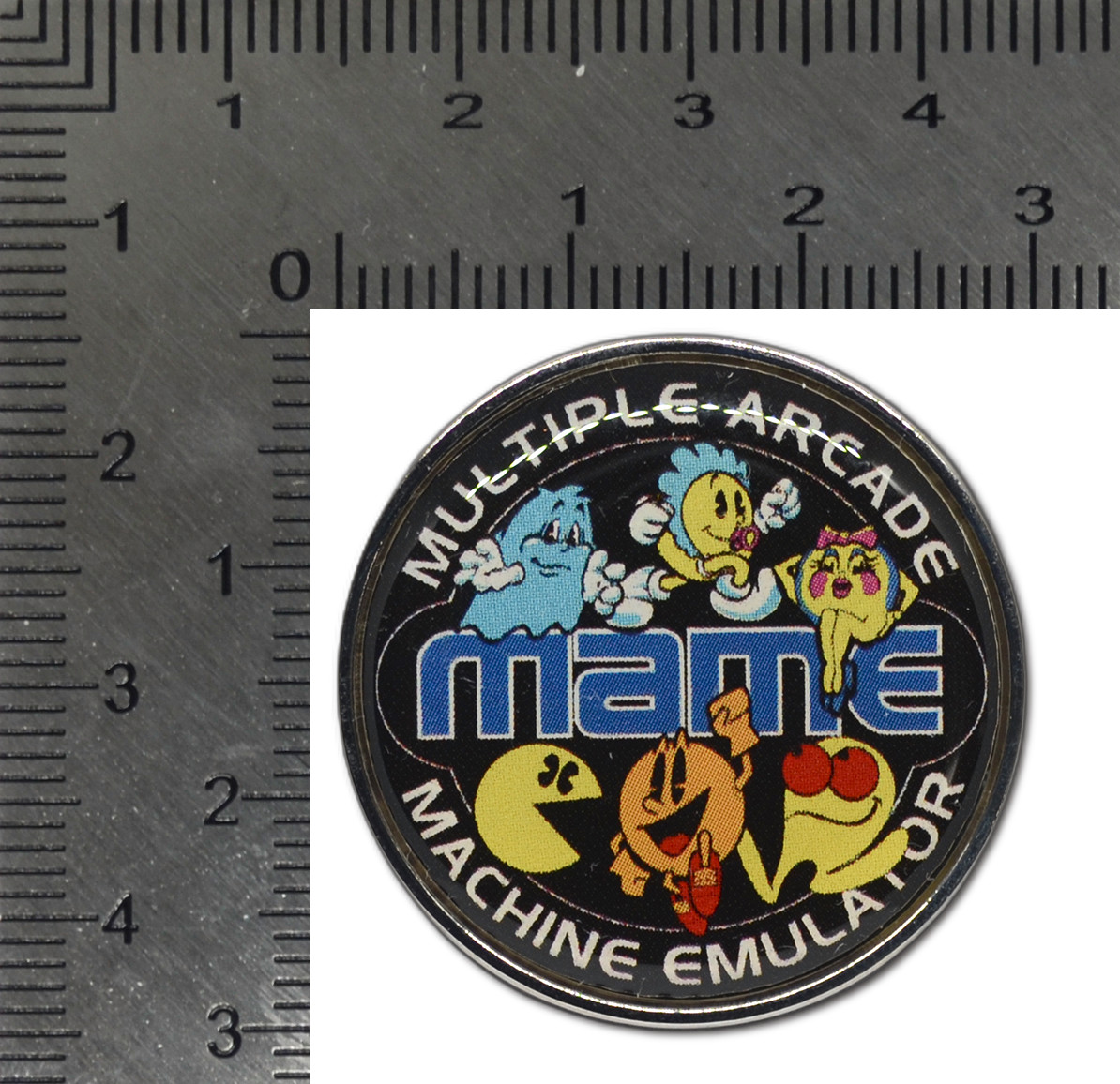 Multiple Arcade Machine Emulator MAME Pac-Man Retro Offset Printed Pin Lapel