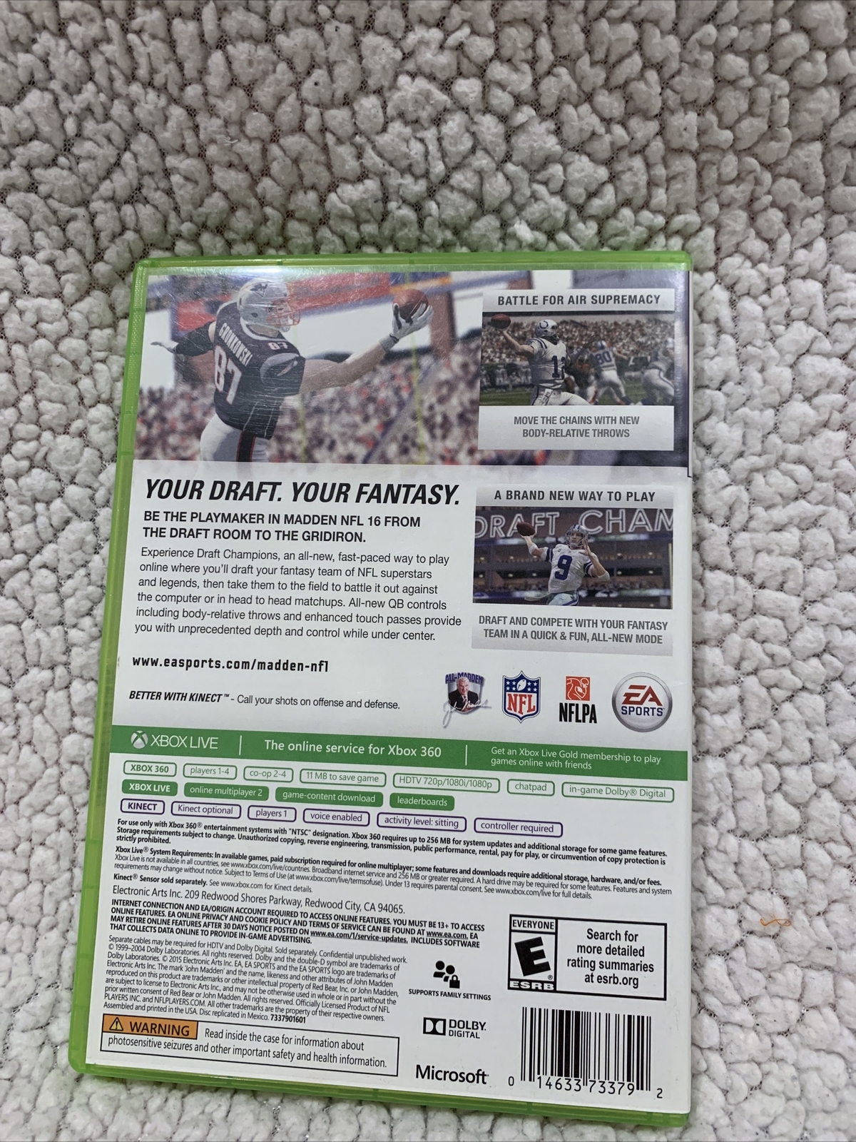 Madden NFL 16 – Xbox 360 Game – Better With Kinect Case, Game, Ads