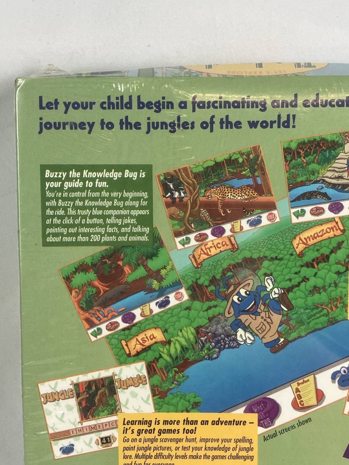 Let’s Explore the Jungle With Buzzy PC CD Rom Windows Mac Game 1995 Big Box New