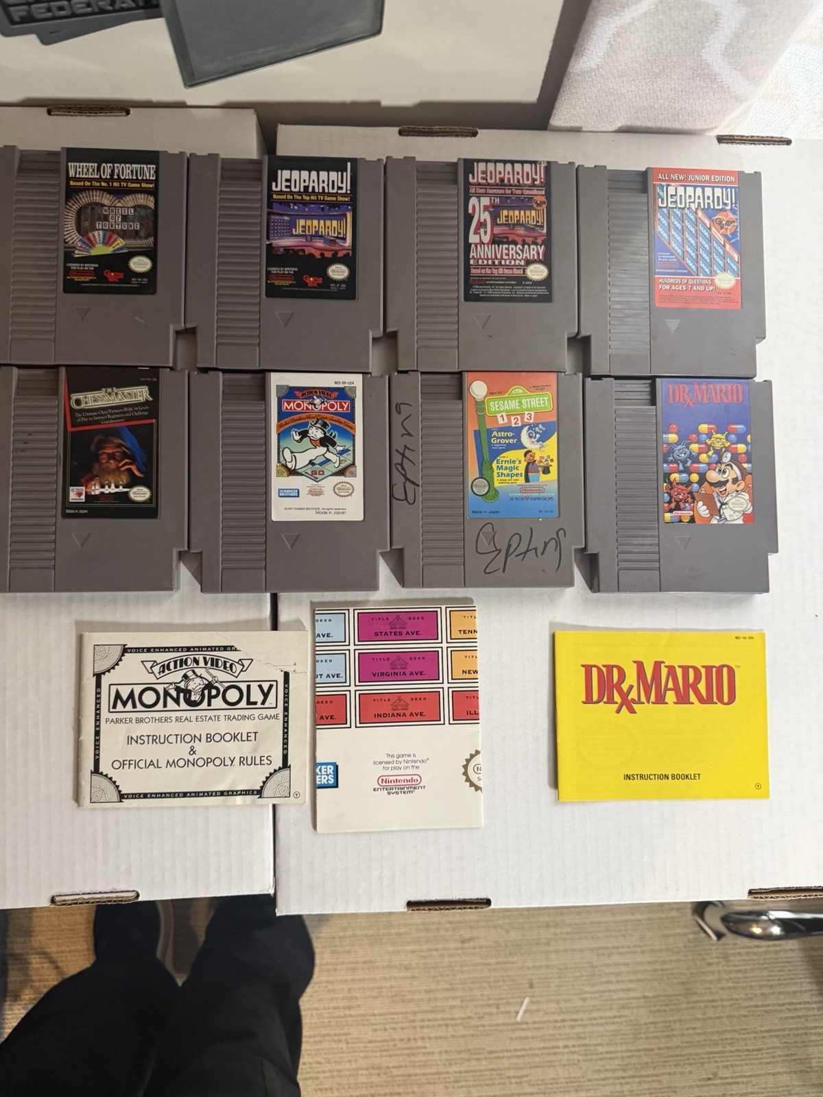 NES Puzzle Board Game Lot 8 Tested Dr Mario Jeopardy Monopoly Wheel