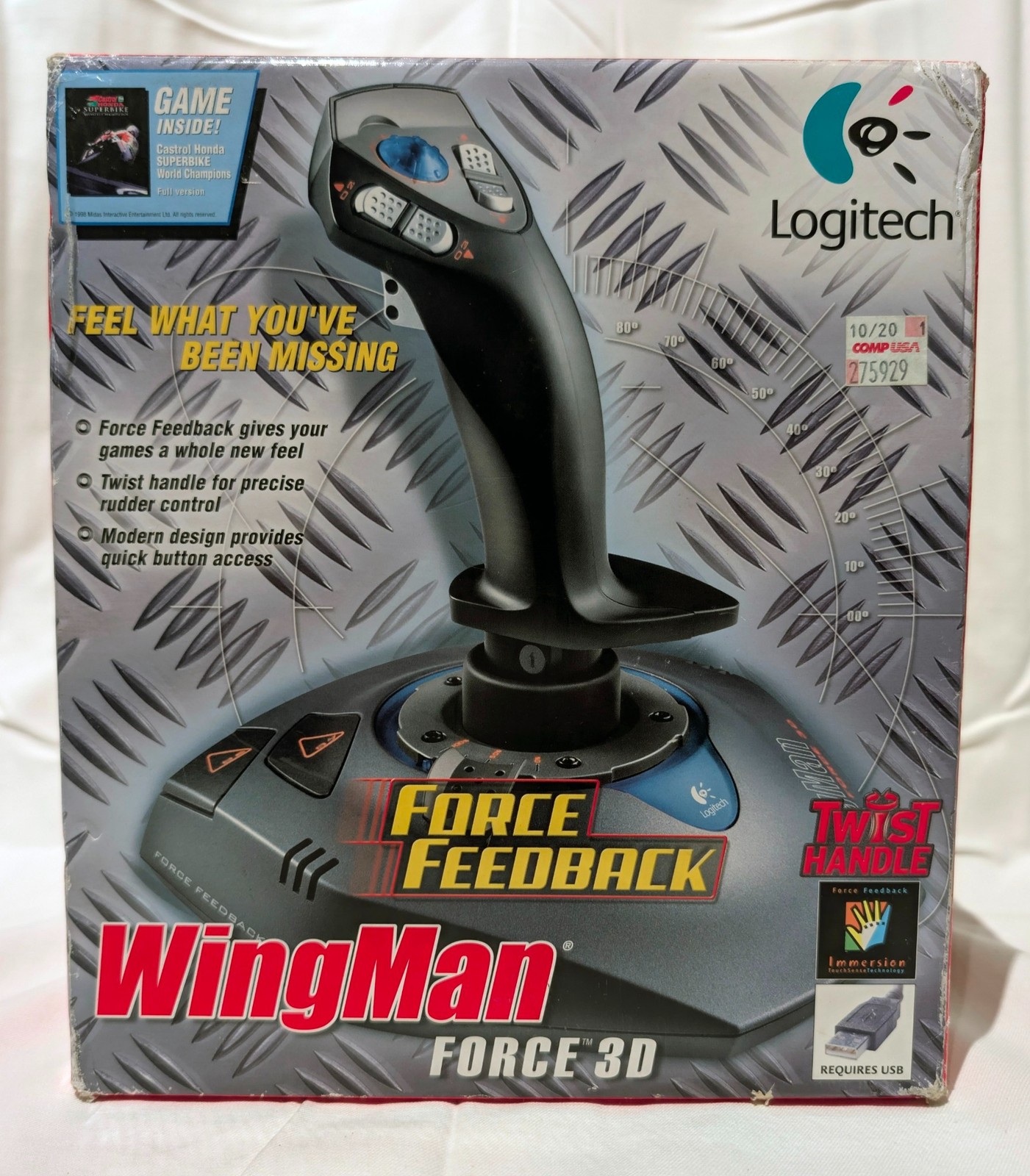 Logitech Wingman Force 3D Feedback USB Flight Controller Gaming Joystick – NEW