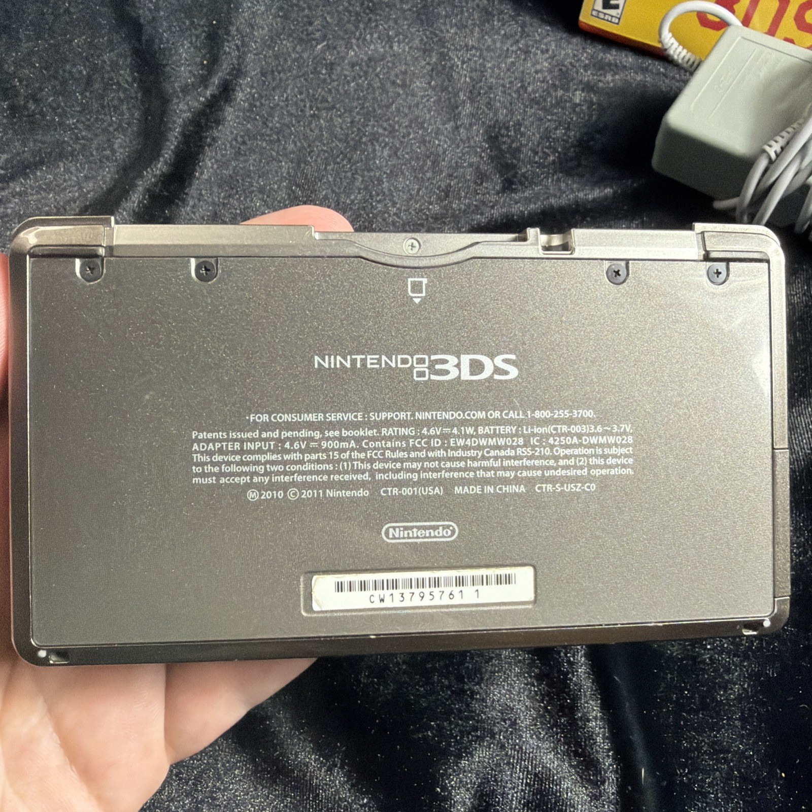 Nintendo 3DS Cosmo Black Handheld Console System CTR-001 With Game + Charger