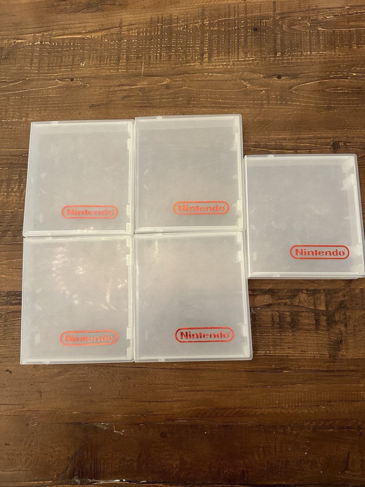 (5) Vintage Nintendo NES Clamshell Case Clear Red Logo Storage Protector OEM