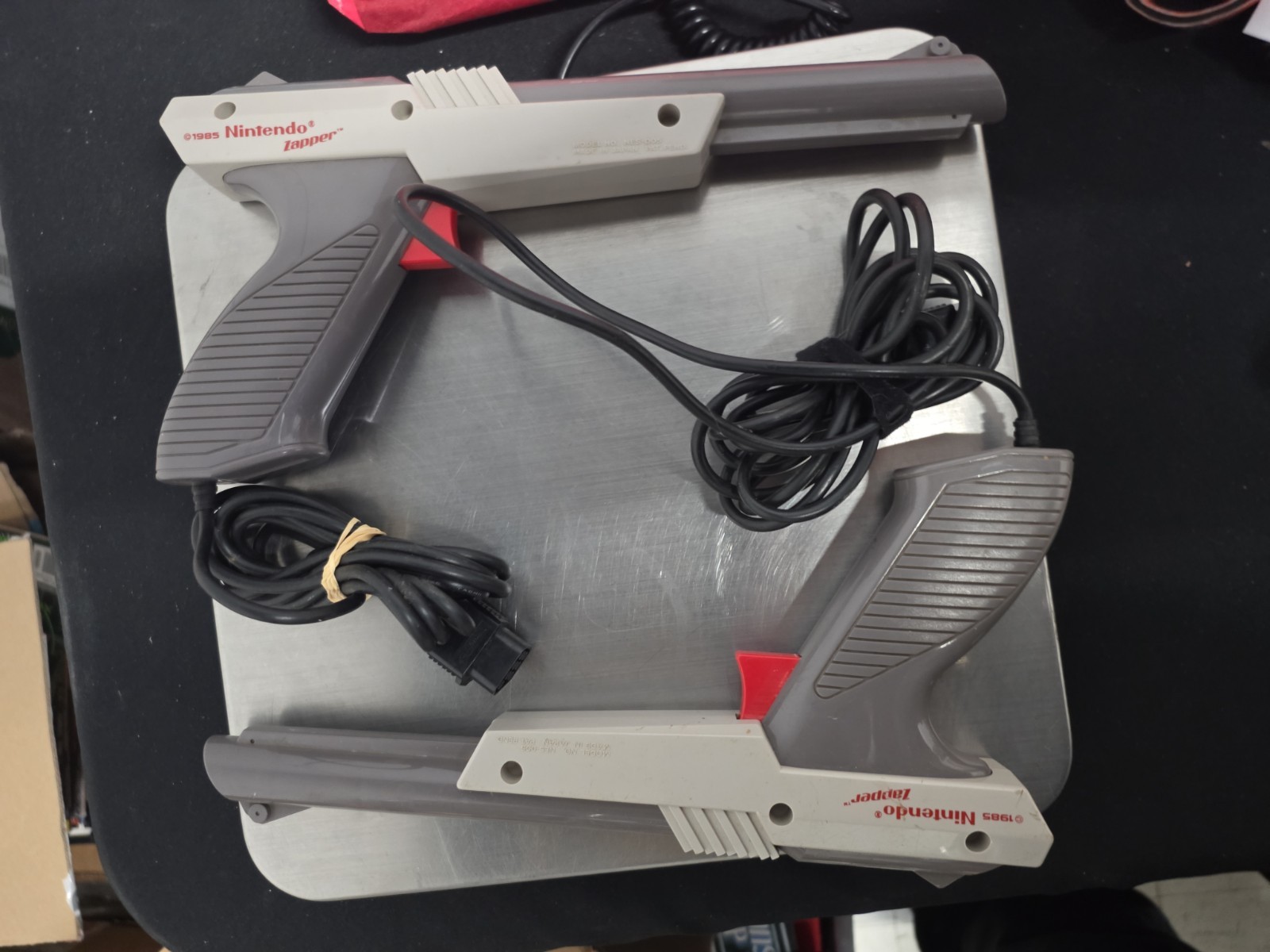 TWO Original 1985 Nintendo NES Zapper Duck Hunt Gun Authentic NES-005 OEM