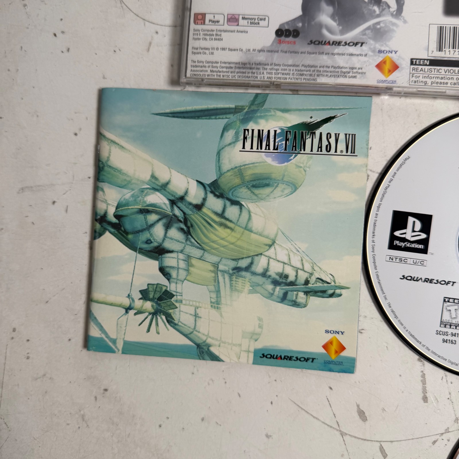 Final Fantasy VII (Sony PlayStation 1, 1997) Black Label Role-Playing Video Game