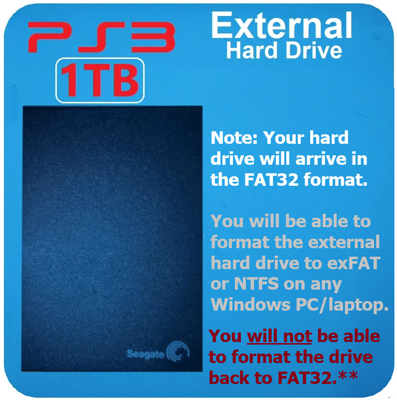 PS3 Seagate 1TB External Hard Drive Playstation 3 Slim Super Slim and Original