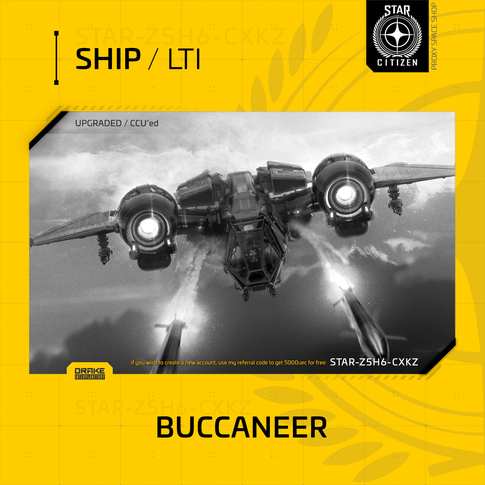 Star Citizen – DRAKE BUCCANEER – LTI – (Lifetime Insurance)