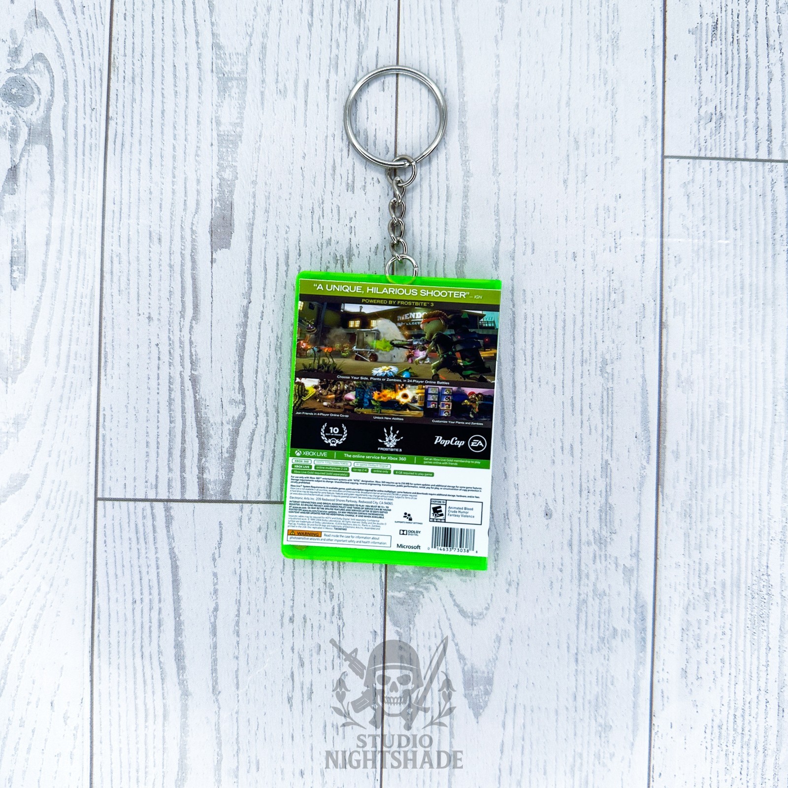 Plants Vs Zombies Garden Warfare mini XBOX 360 video game case keychain w Disc