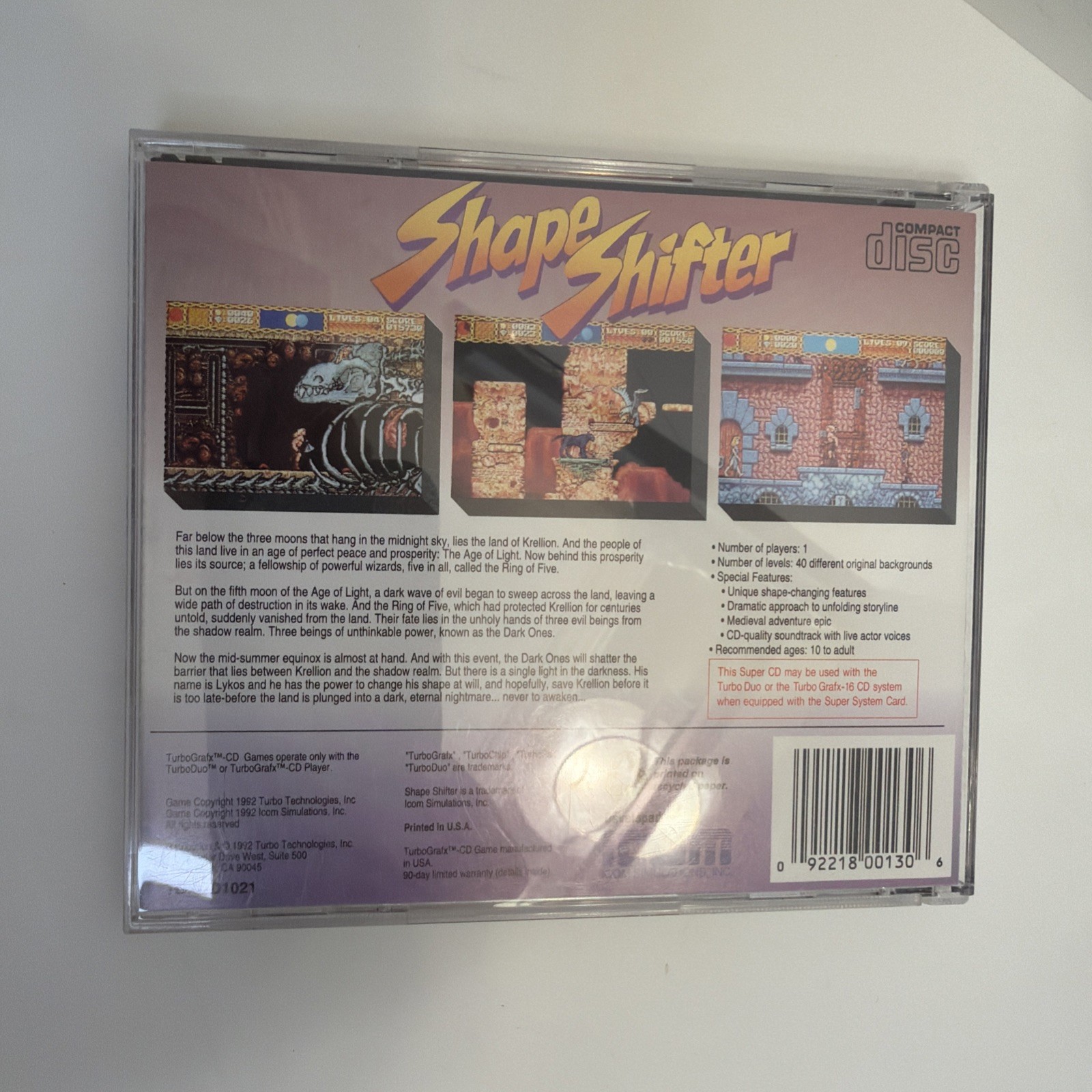 Shape Shifter TurboGrafx Super CD Turbo Duo Tested Complete CIB
