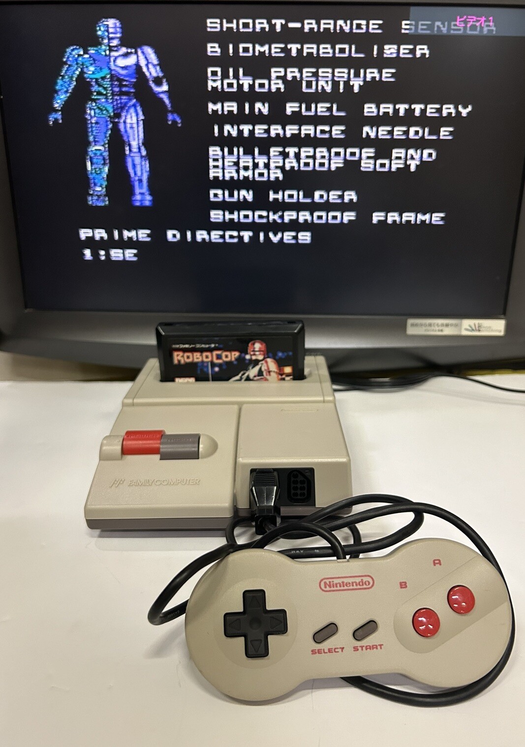 Nintendo Famicom AV Spec Top Loader 1 Controller Power & AV Cable Full Set
